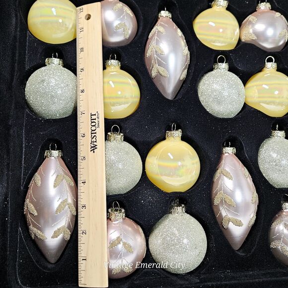 Be Merry Home Mercury Glass Ornament Balls 20 Pink Iridescent Yellow Gold Beaded - Picture 9 of 11